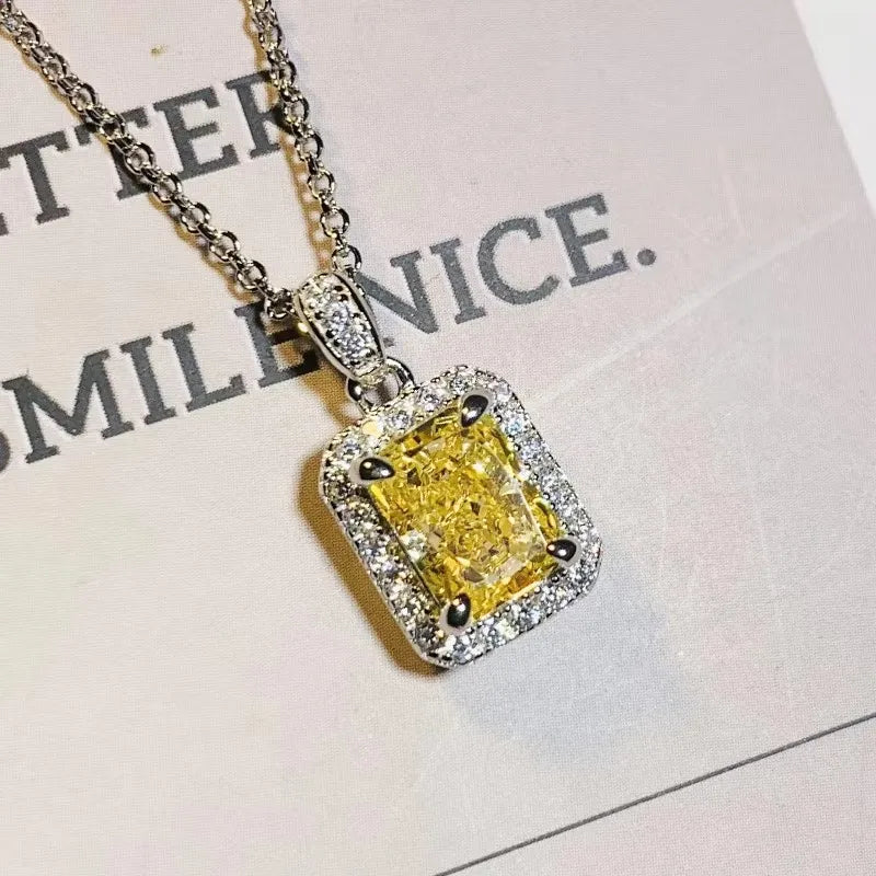 Huitan Yellow Cubic Zirconia Pendant Necklace | Women's Jewelry Pendant Necklace Axl XL1171 45cm