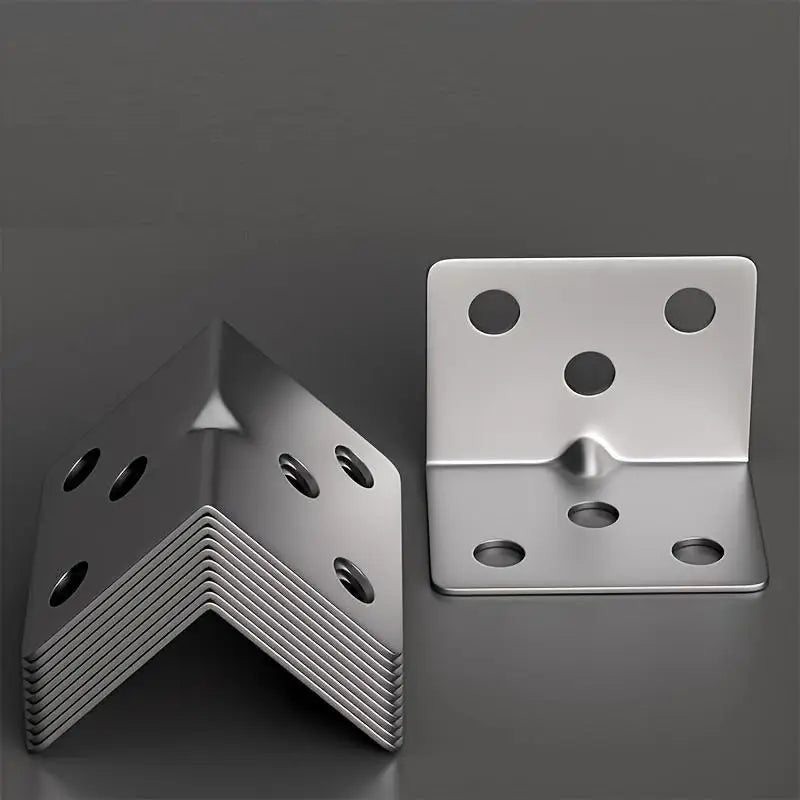 10-Pack Stainless Steel 90° L Corner Brackets for Shelves & Furniture Corner Brackets Axl
