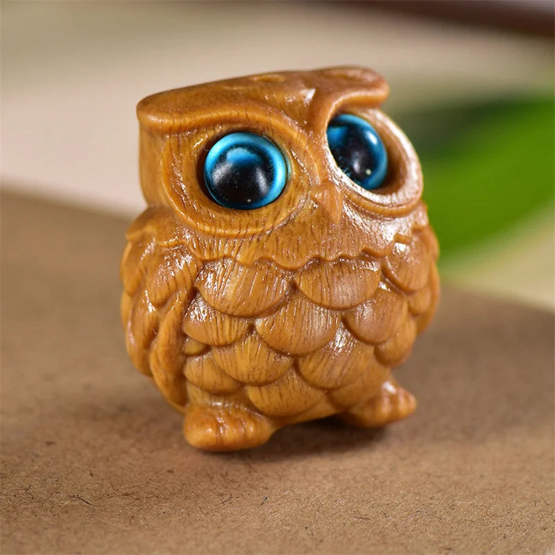 Mini Wood Carved Owl Pendant – Green Sandalwood DIY Ornament Wood Carved Ornament Axl