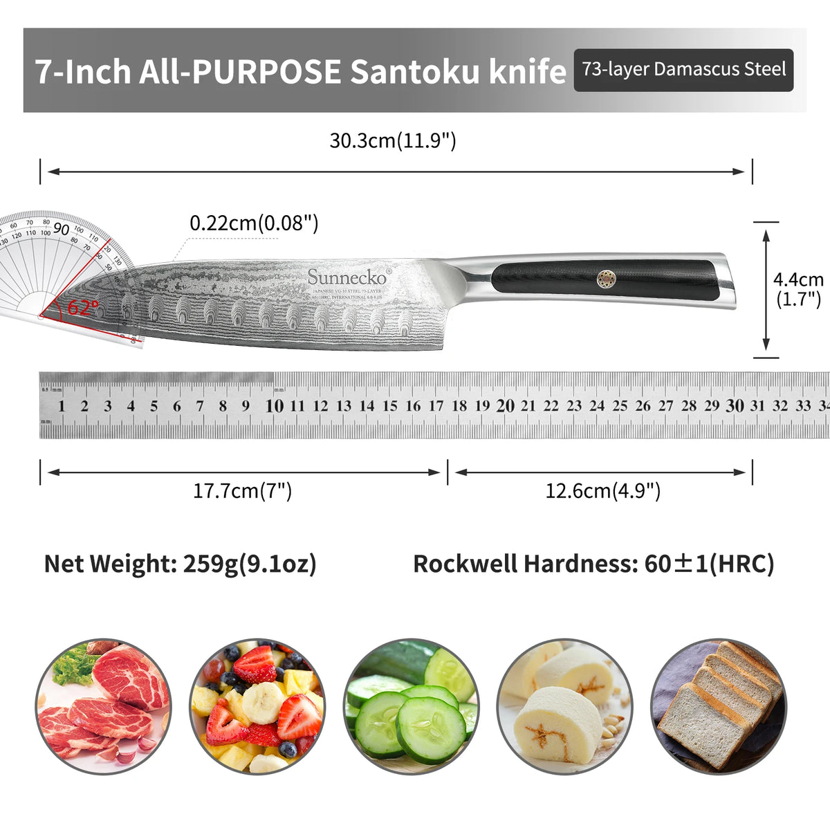 Sunnecko 7"/5" Damascus Santoku Knife Set VG10 G10 Handle Damascus Santoku Knife Axl Santoku Knife 7 Inch China Mainland