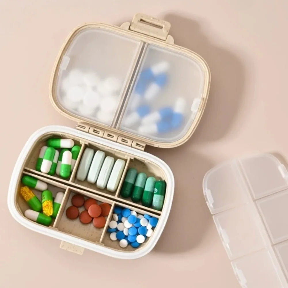 Mini 8-Compartment Pill Organizer – Waterproof Travel Case Pill Organizer Axl