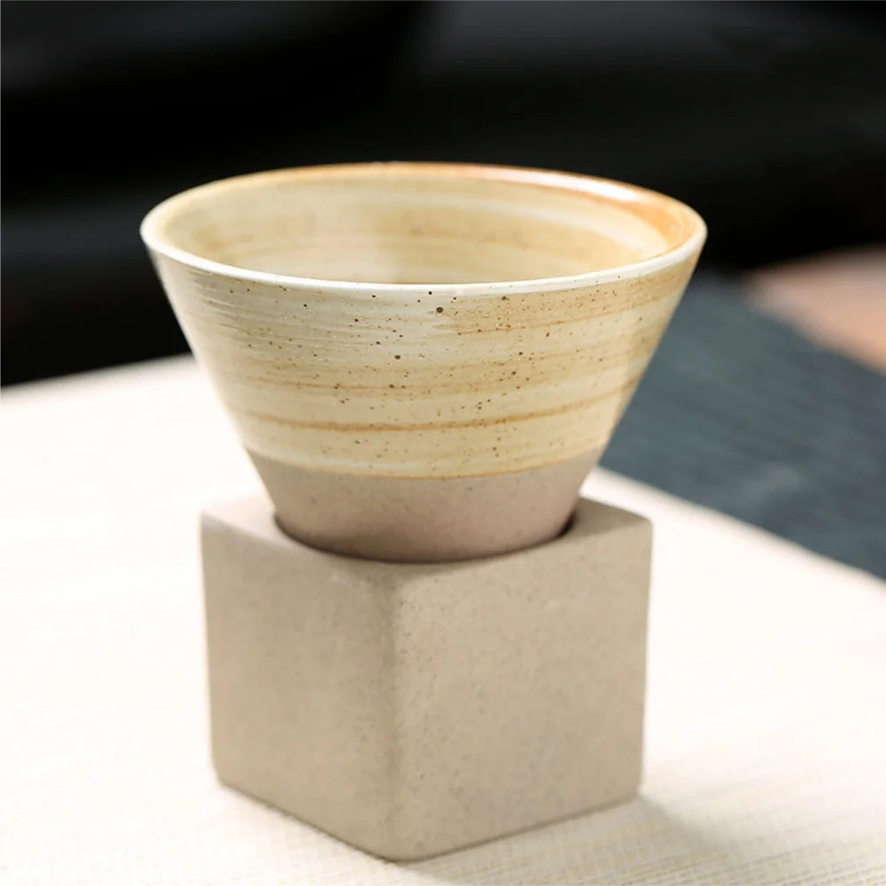 100ml Japanese Ceramic Coffee Mug – Triangular Cone & Square Base Ceramic Coffee Mug Axl 100ml Earthy Yellow 100ml