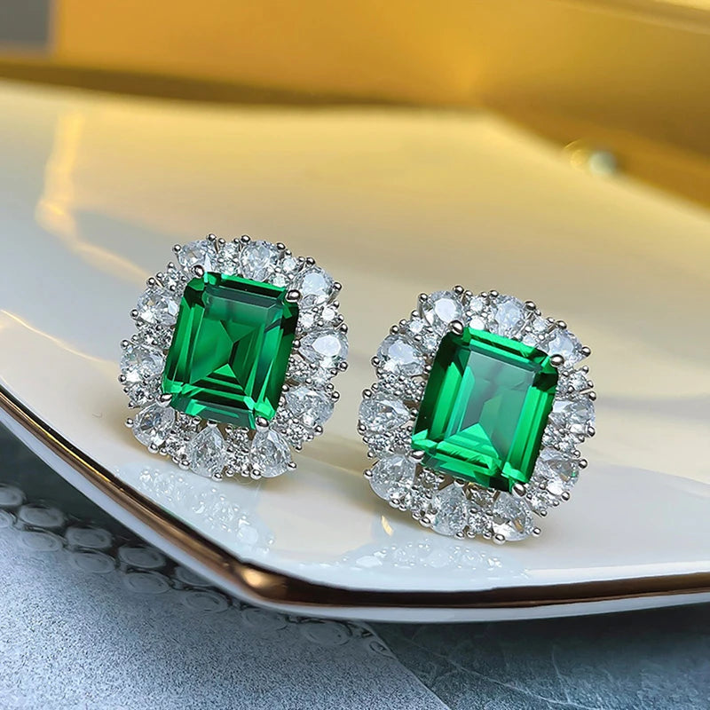 Huitan Green Cubic Zirconia Stud Earrings – Women's Jewelry Stud Earrings Axl