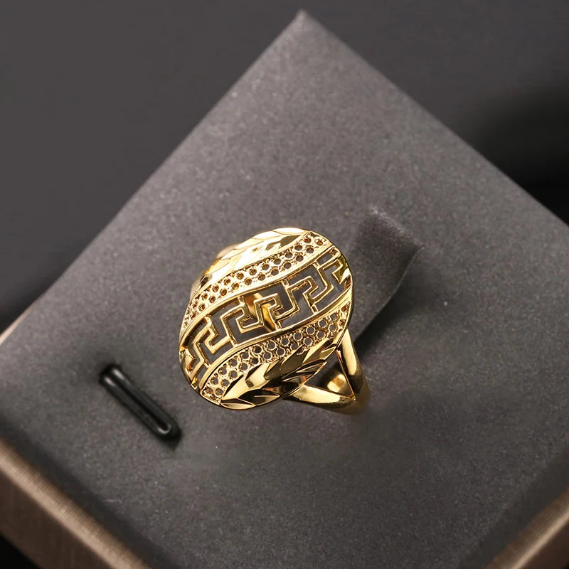 Huitan Gold Hollow-Out Bohemian Ring for Women | Sizes 5–14 Fashion Ring Axl