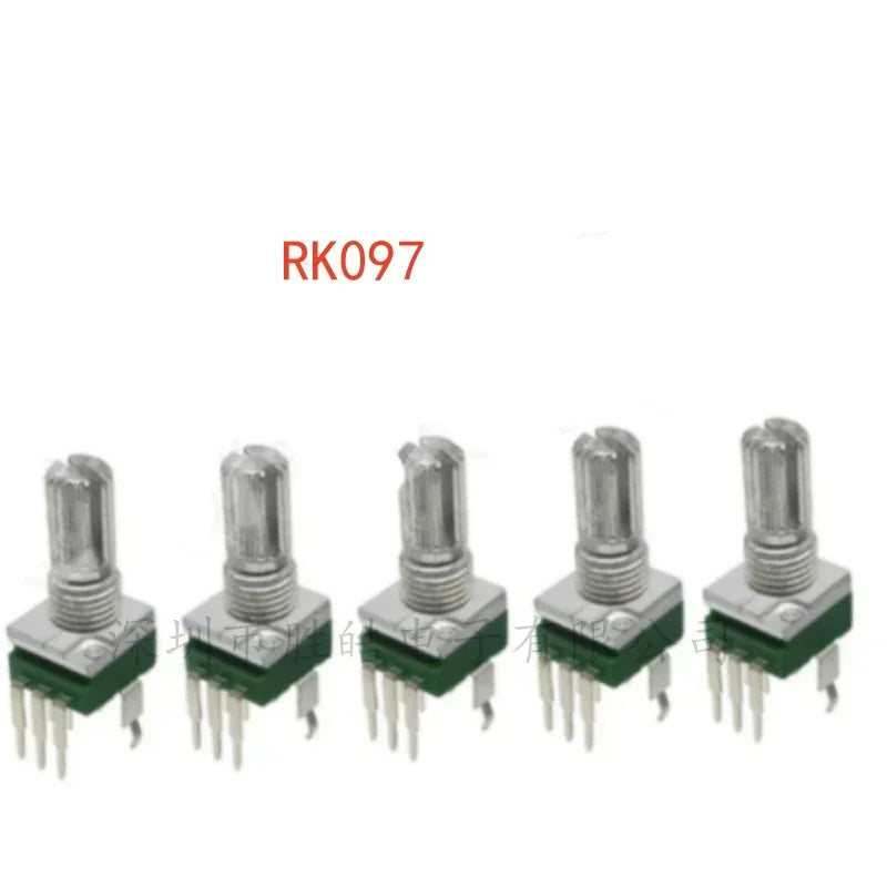 10PCS RK097 Precision Potentiometer 3-Pin Vertical 15mm Shank Precision Potentiometer Axl 500K Ohm