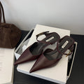 Women's Closed Toe High Heel Mule Sandals – Elegant Square Heel High Heel Mule Sandals Axl Burgundy 36