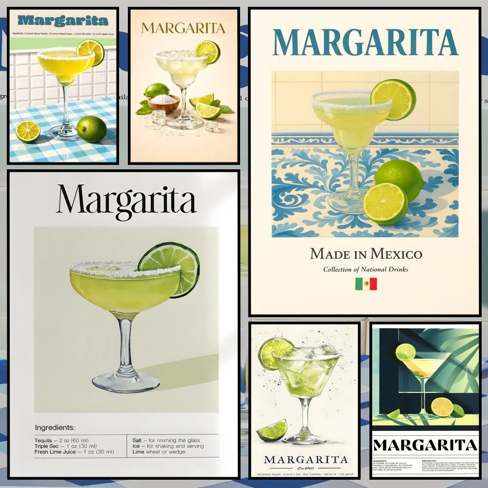 Cocktail Margarita Wall Poster – Self-Adhesive Waterproof Art Wall Art Poster Axl