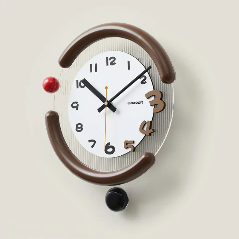 Modern Silent Swing Wall Clock – Round Minimalist Home Décor Decorative Wall Clock Axl