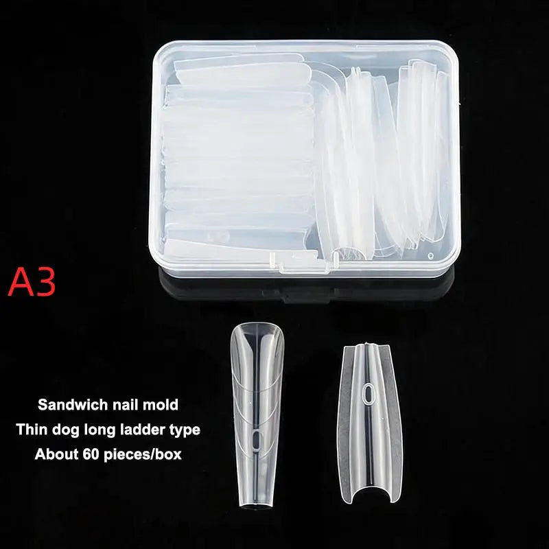 60-Pc Coffin Dual Nail Extension Forms – Acrylic Mold Kit Nail Extension Forms Axl A3