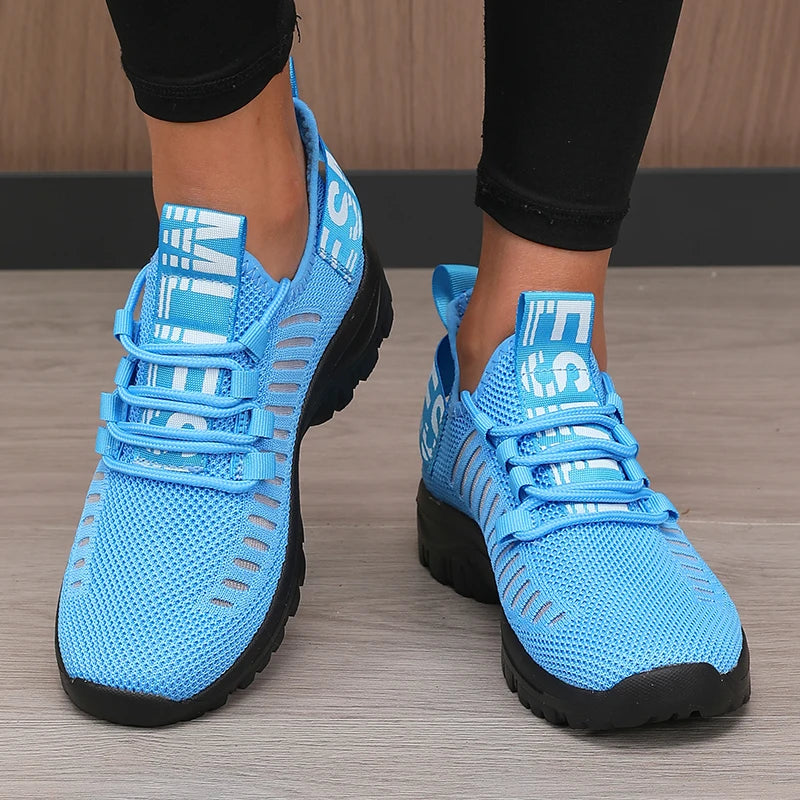 Women's Breathable Mesh Lace-Up Flat Shoes | Anti-Slip Walking Women's Flat Shoes Axl