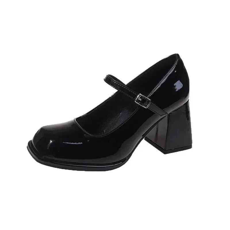 Women's Mary Jane Heels – Vintage Buckle Square Toe Pumps Mary Jane Pumps Axl