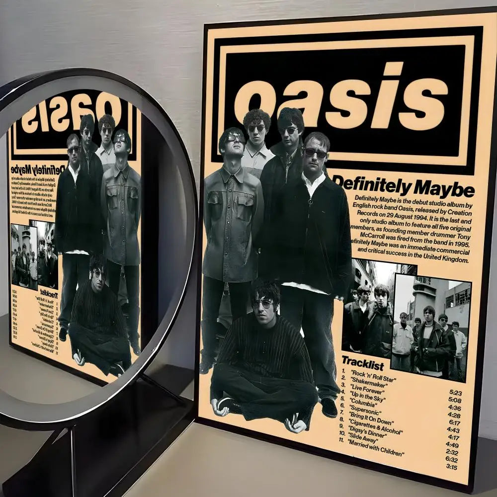Oasis Classics Self-Adhesive Music Poster | Wall Art Sticker Wall Art Poster Axl Black10 30X40cmNoframe