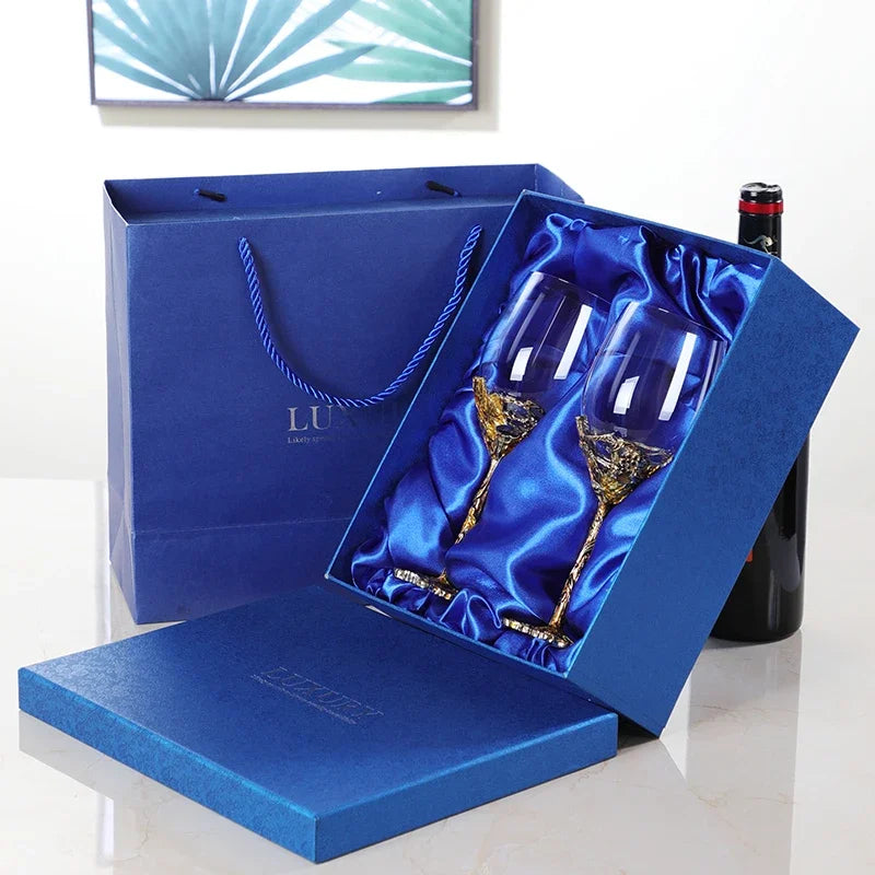 Enamel Crystal Wine Glass & Decanter Set | Gift Box Crystal Wine Glass Set Axl 201-300ml Style 4