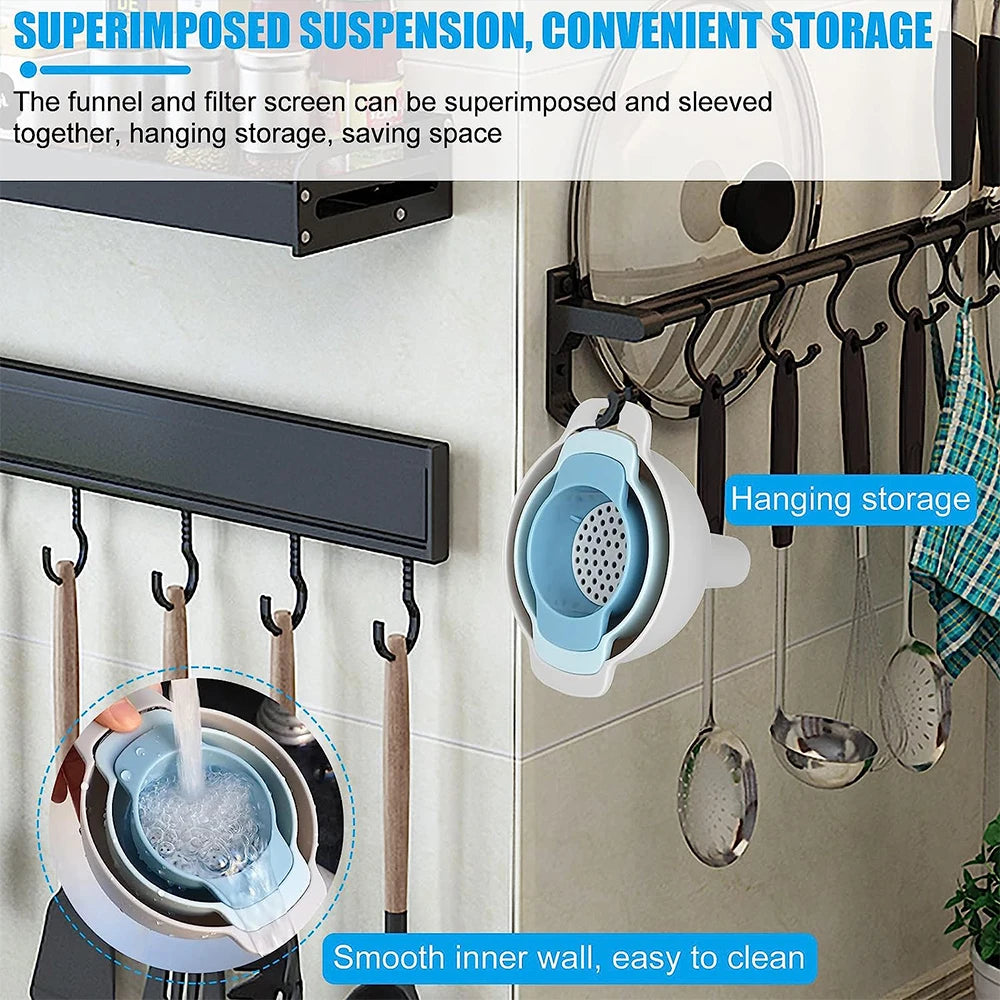 4-in-1 Kitchen Funnel Set with Strainer – BPA-Free Food Grade Kitchen Funnel Set Axl
