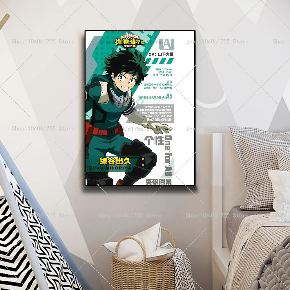 My Hero Academia Izuku Wall Poster – Waterproof Self-Adhesive Anime Wall Poster Axl
