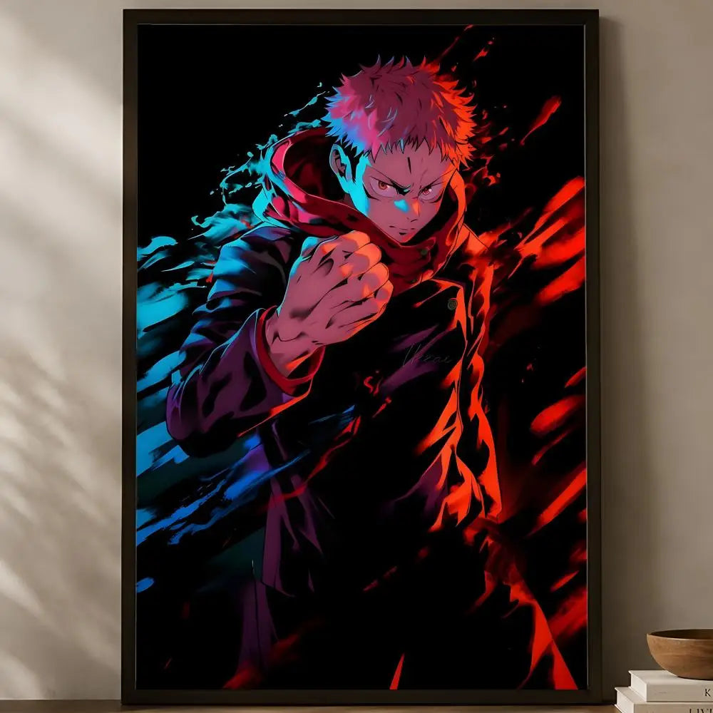 Yuji Itadori Self-Stick Anime Wall Poster – Waterproof HD Art Anime Wall Poster Axl White03 15X20cmNoframe