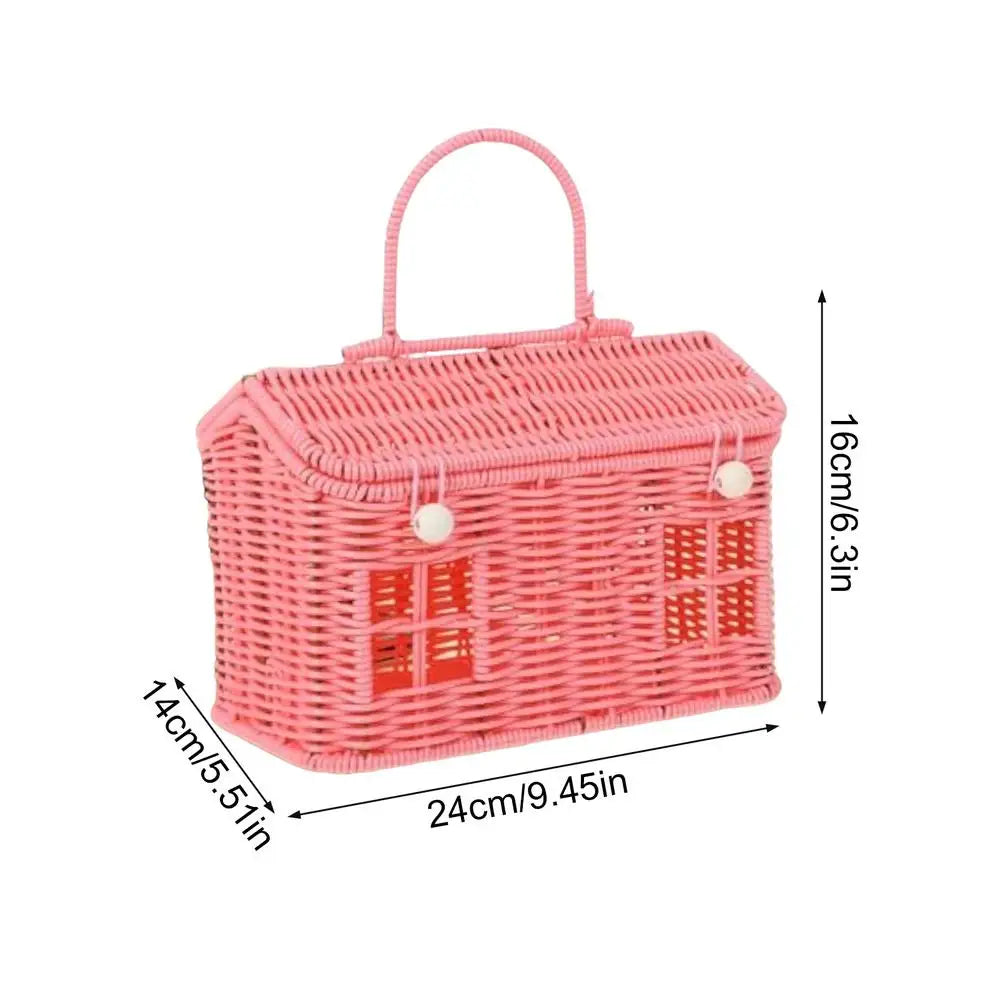 Wicker Rattan Storage Baskets with Lid – Rustic Home Organizer Wicker Storage Basket Axl C