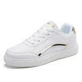 Women's White Platform Sneakers – Classic Lace-Up PU Leather Platform Sneakers Axl GOLD 43