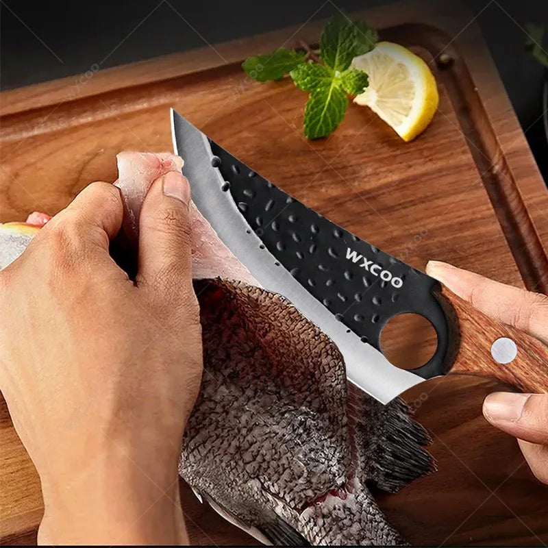 WXCOO Stainless Steel Meat Cleaver & Boning Knife Set Kitchen Knife Set Axl