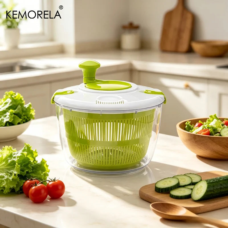 KEMORELA Salad Spinner – Lettuce Washer, Dryer & Drainer Salad Spinner Axl Green 5L