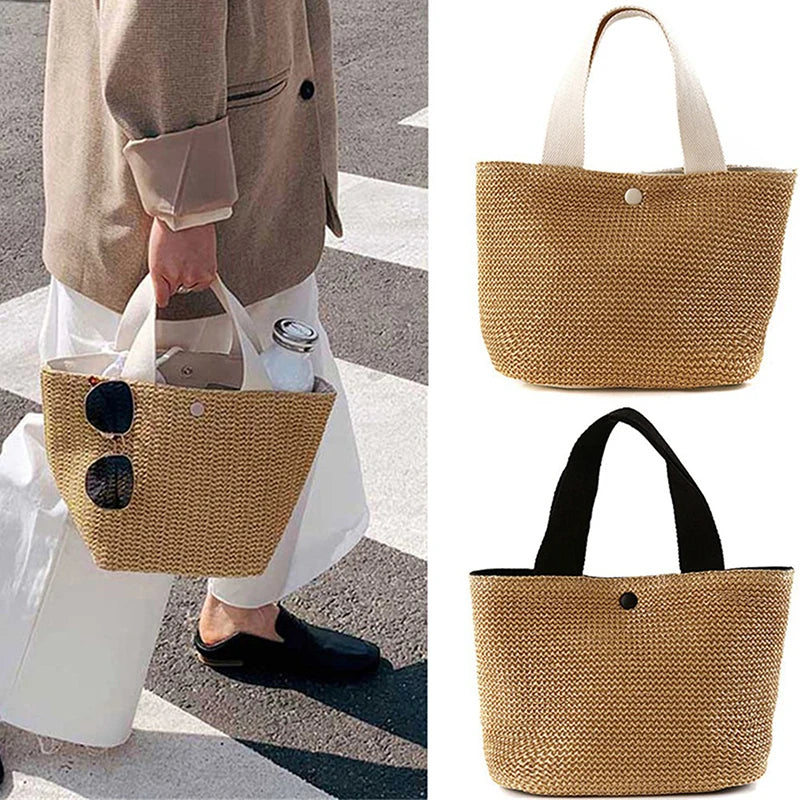 Women's Straw Woven Beach Tote Bag – Casual Shoulder Handbag Woven Tote Bag Axl