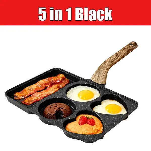 5-in-1 Maifanstone Nonstick Divided Egg & Breakfast Grill Pan Divided Nonstick Pan Axl 5 in 1 Black