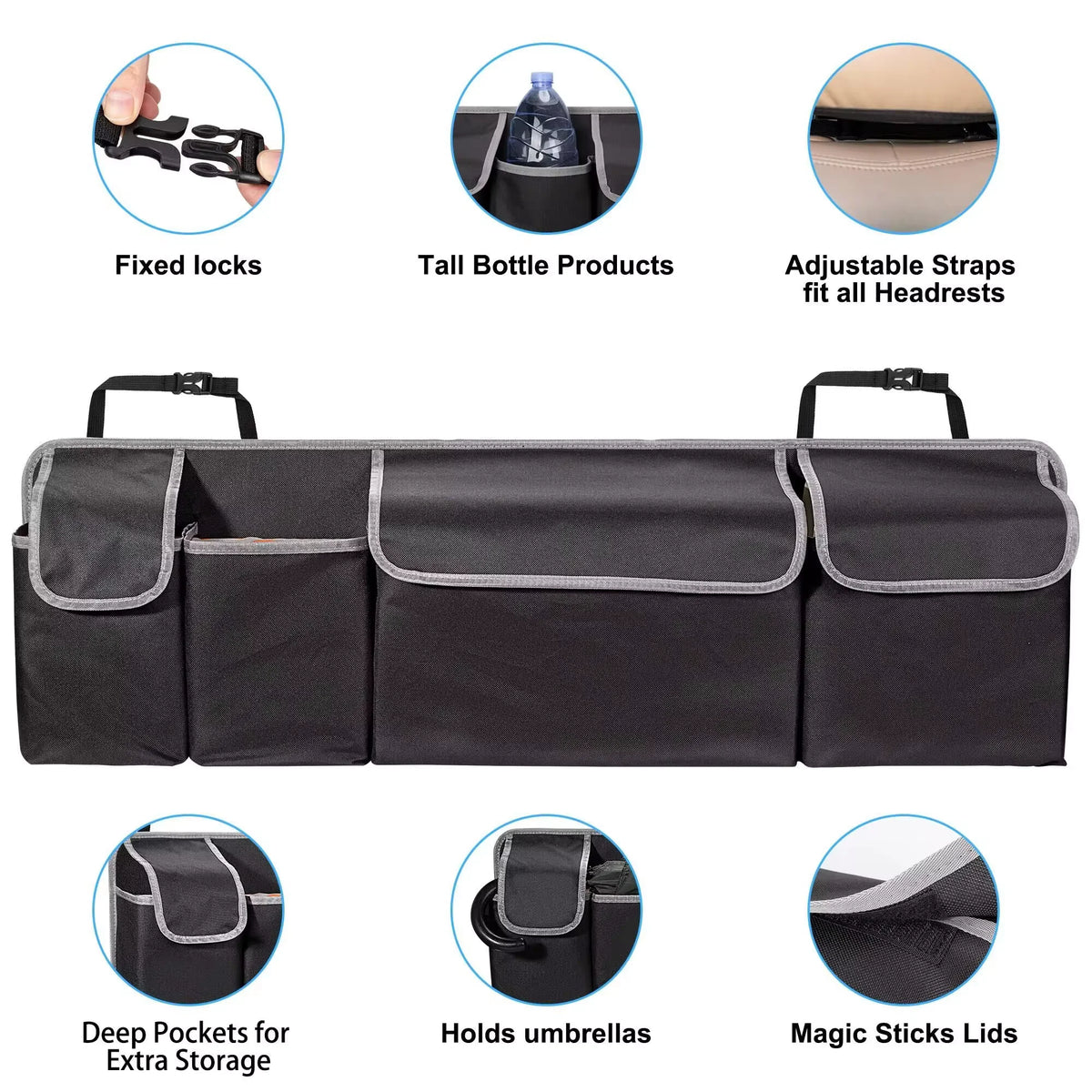 Car Seat Back Organizer – High-Capacity Oxford Storage Bag Car Seat Organizer Axl