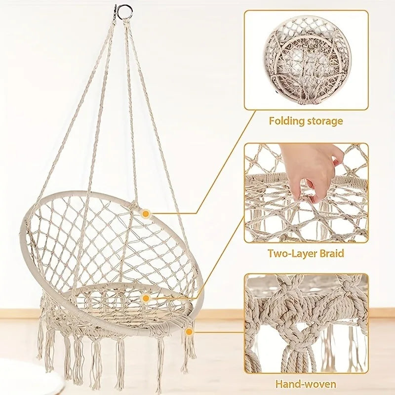 Rope Swing Hanging Chair – Polyester & Nylon | Bedroom & Patio Hanging Swing Chair Axl
