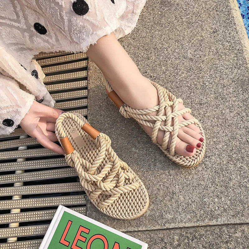 YBQJOO Women's Woven Roman Gladiator Sandals – Beach Slides Women's Sandals Axl