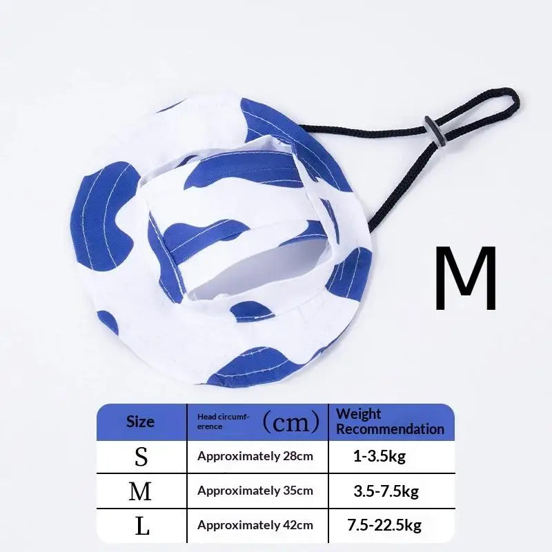 Pet Cowboy Hat with Ear Holes | Sun Hat for Cats & Small Dogs Pet Hat Accessory Axl Cow blue M