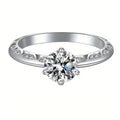 Huitan 6-Claw Cubic Zirconia Wedding Band Ring | Silver Wedding Band Ring Axl T0424 7
