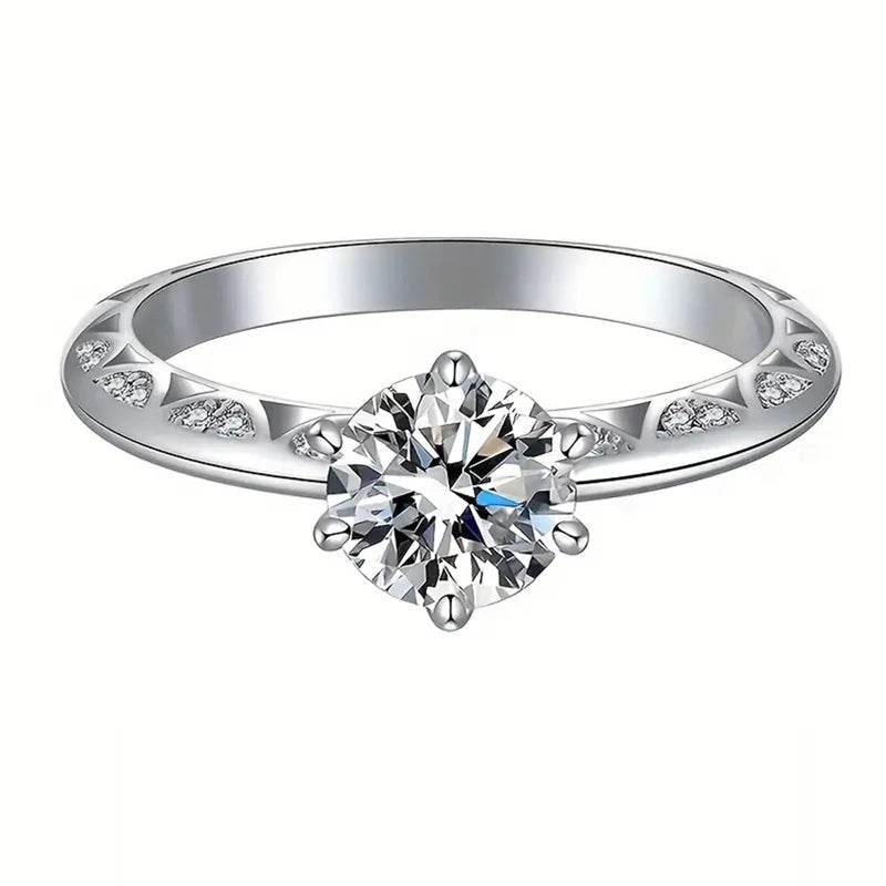 Huitan 6-Claw Cubic Zirconia Wedding Band Ring | Silver Wedding Band Ring Axl T0424 7