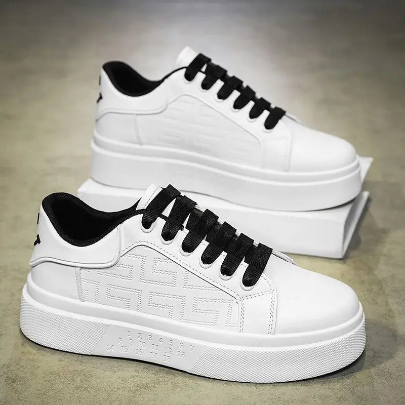Men's Platform Sneakers – Lace-Up Leather Casual Skateboard Shoes Men's Casual Sneakers Axl black 42