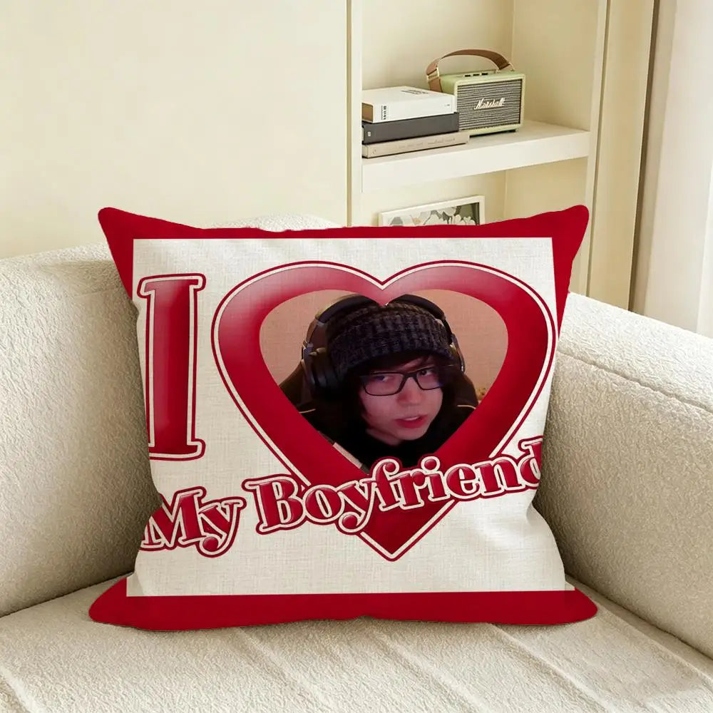 Quackity My Beloved Linen Cushion Cover | Fan Décor Pillowcase Decorative Cushion Cover Axl White2 40X40cm