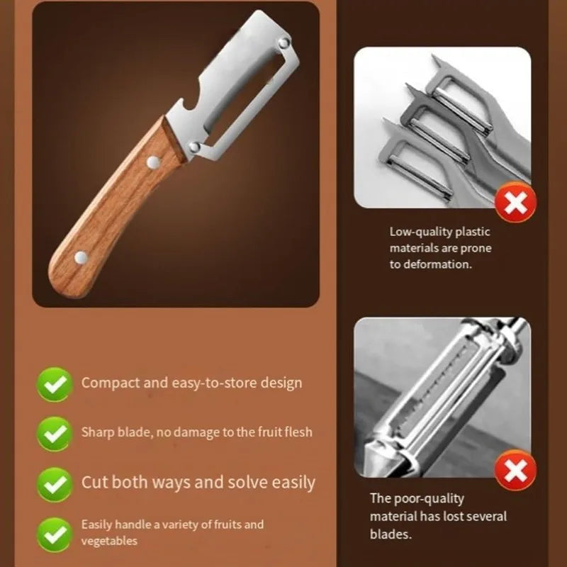 Multi-Function Vegetable Peeler – Wooden Handle & Bottle Opener Vegetable Peeler Axl