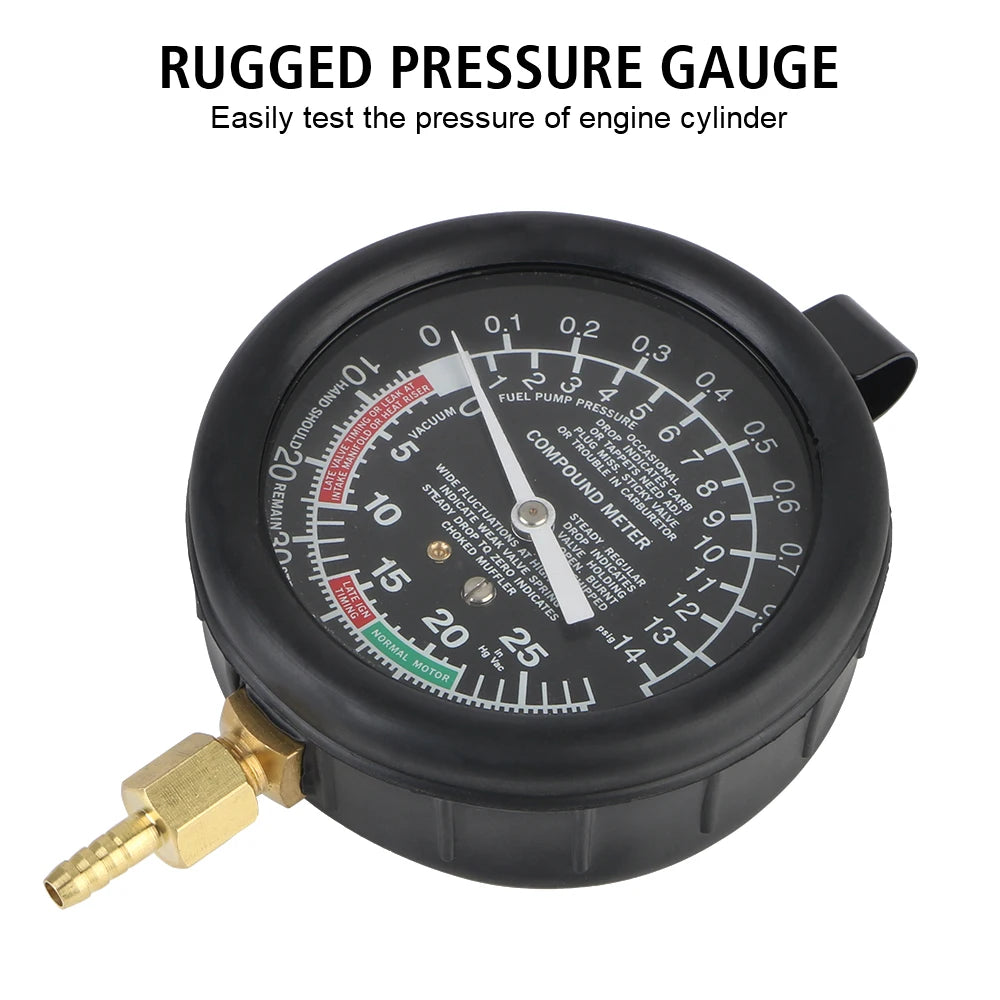 Automotive Engine Compression & Vacuum Pressure Gauge Kit Engine Compression Tester Axl