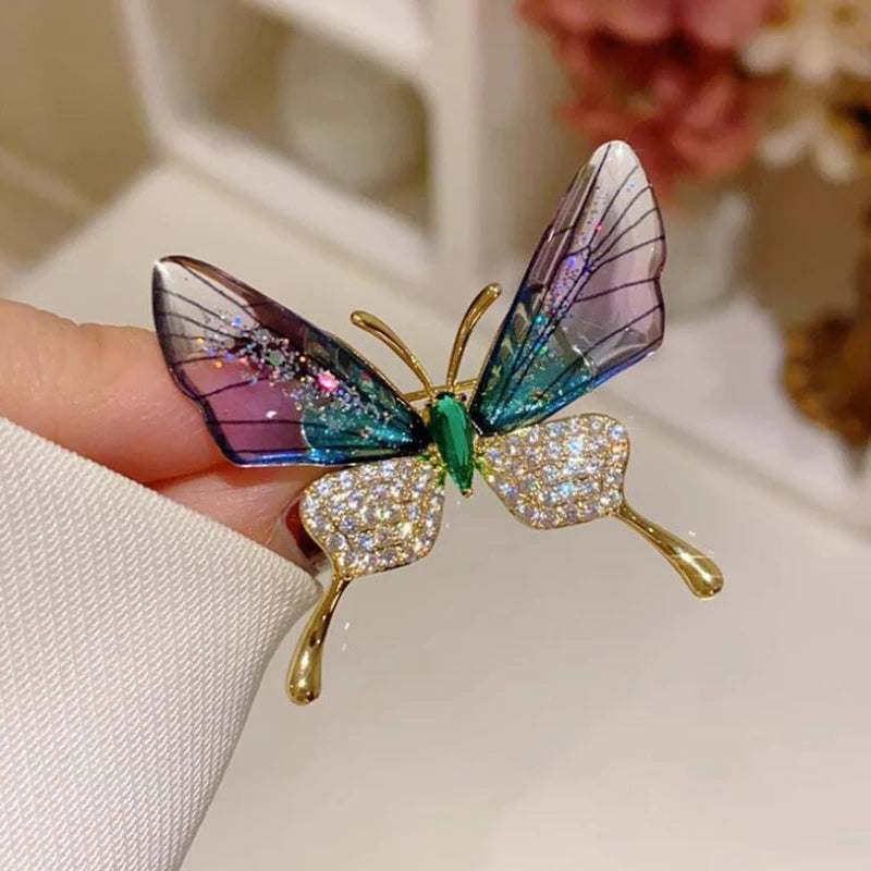 Acrylic Butterfly Brooch – Rhinestone Pearl Clothing Pin Butterfly Brooch Pin Axl Purple