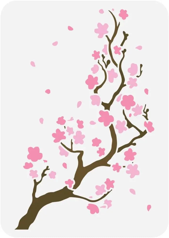 Cherry Blossom Tree Stencil – Large 8.3x11.7" Reusable PET Craft Stencil Axl AECH04-14463