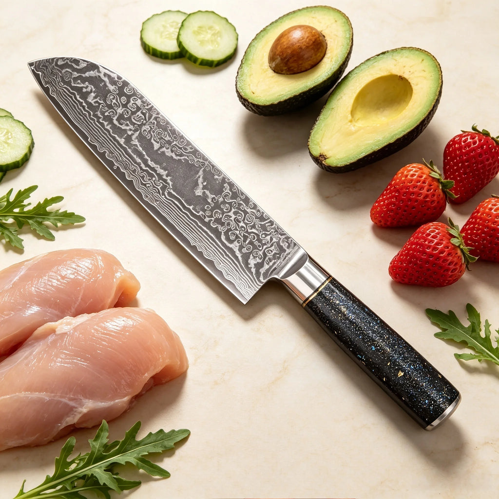 67-Layer Damascus Steel Santoku Knife – Sharp Chef Kitchen Knife Damascus Santoku Knife Axl