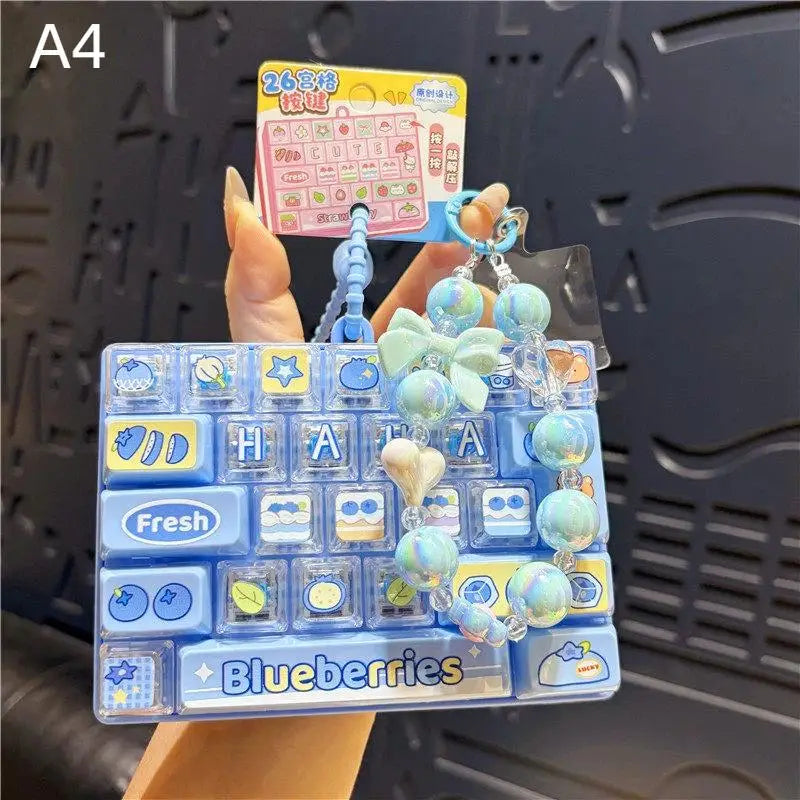 Strawberry Fidget Keyboard Keychain – 26 Keys Clickable Toy Fidget Keychain Toy Axl A4
