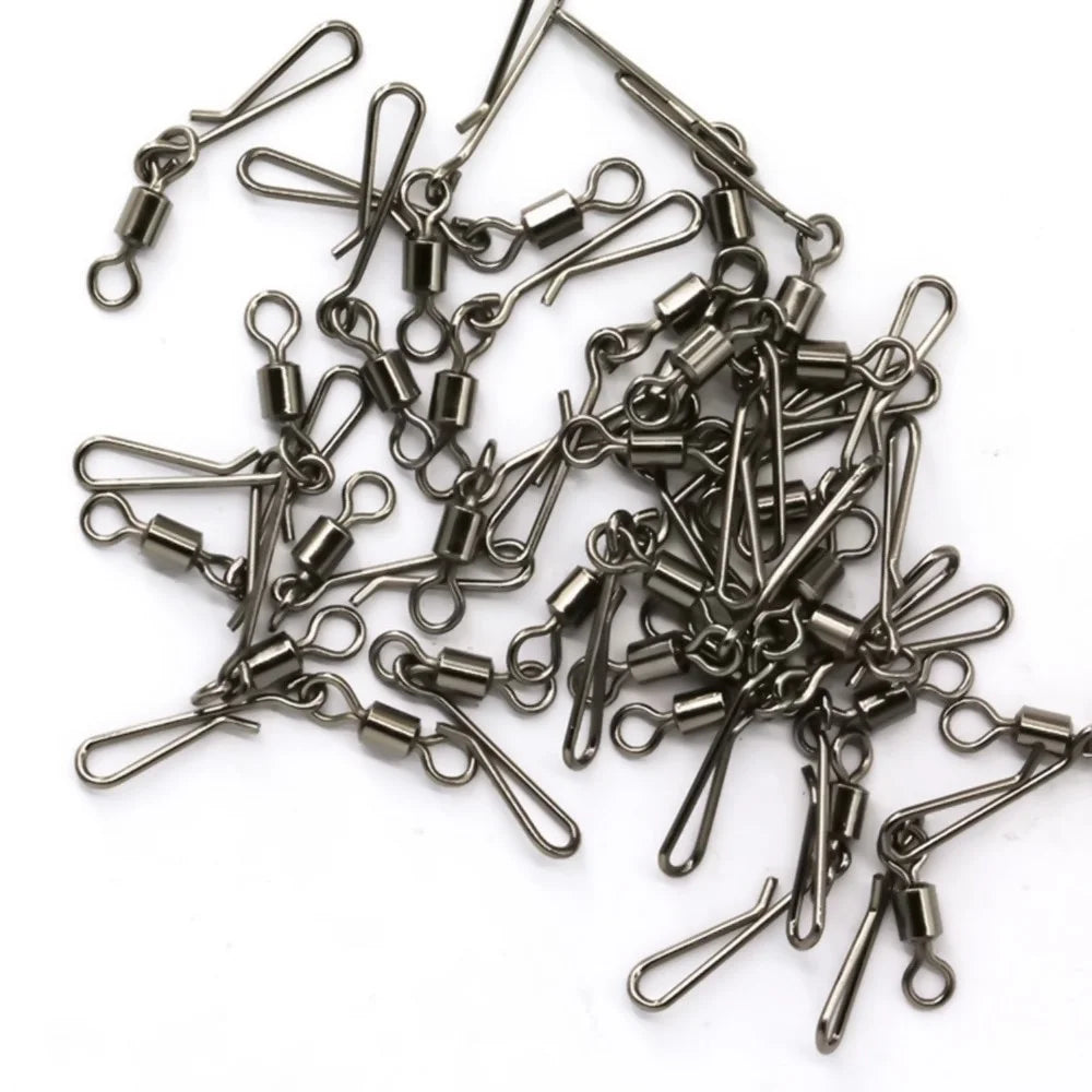 50-Piece Stainless Steel Fishing Rolling Swivels with Hook Fishing Swivels Axl