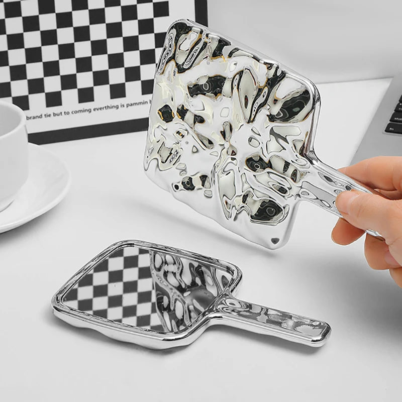 Liquid Shape Handheld Makeup Mirror – Portable Travel Mirror Handheld Makeup Mirror Axl