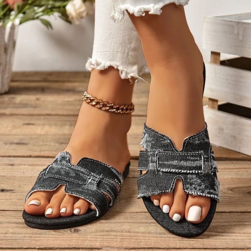 Plus Size Women's Flat Roman Sandal Slippers | Beach Summer Shoes Flat Sandal Slippers Axl 36 black