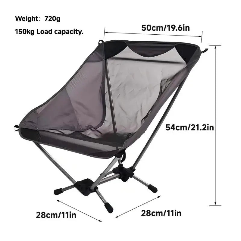 Ultralight Aluminum Mesh Folding Chair – Camping & Beach Folding Camping Chair Axl Grey