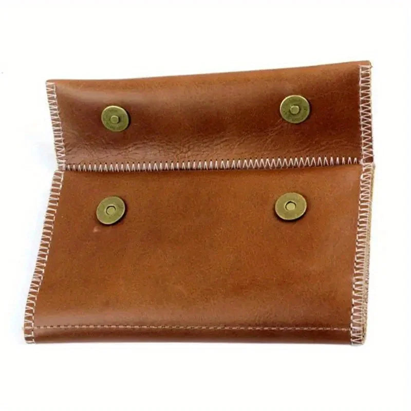 PU Leather Tobacco Pouch – Rolling & Pipe Tobacco Wallet Case Tobacco Pouch Wallet Axl Brown