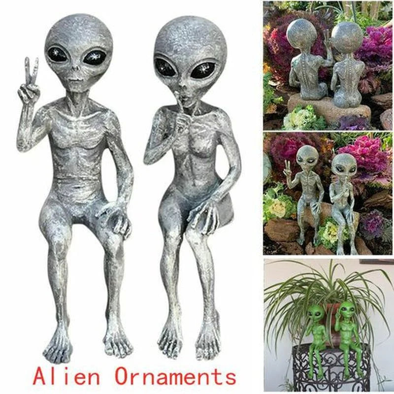 Alien Garden Resin Statue – Fun Outdoor Space Figurine Decor Garden Resin Figurine Axl