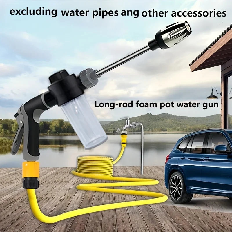 High-Pressure Car Wash Gun with Foam Bottle & Long Handle Car Wash Spray Gun Axl