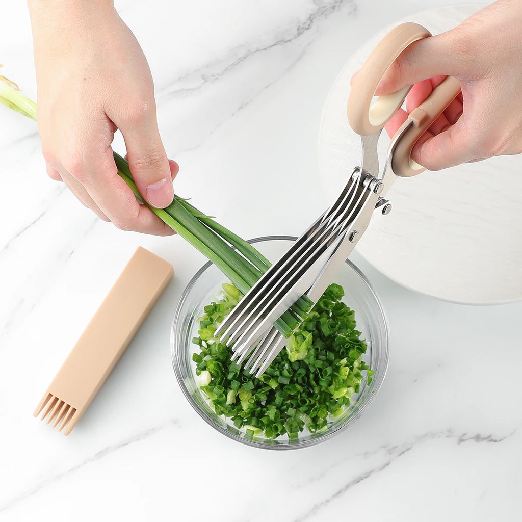 5-Layer Stainless Steel Kitchen Scissors with Lid | Herb Cutter Kitchen Scissors Axl