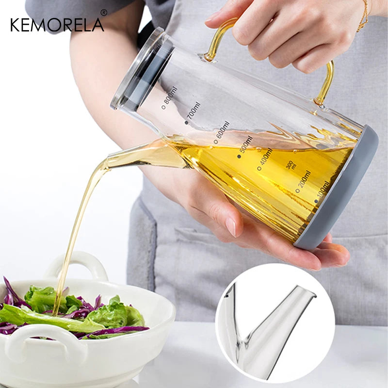 KEMORELA Glass Oil Bottle 600/800/1000ml – Anti-Leak Lid Glass Oil Dispenser Axl