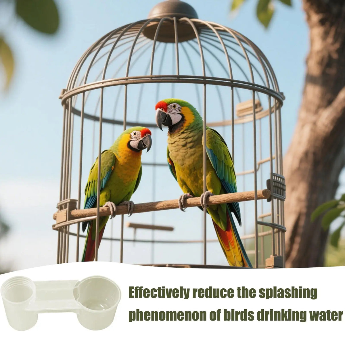 Double-Port Bird Water Dispenser – Splash-Proof Drinker Cup Bird Water Dispenser Axl